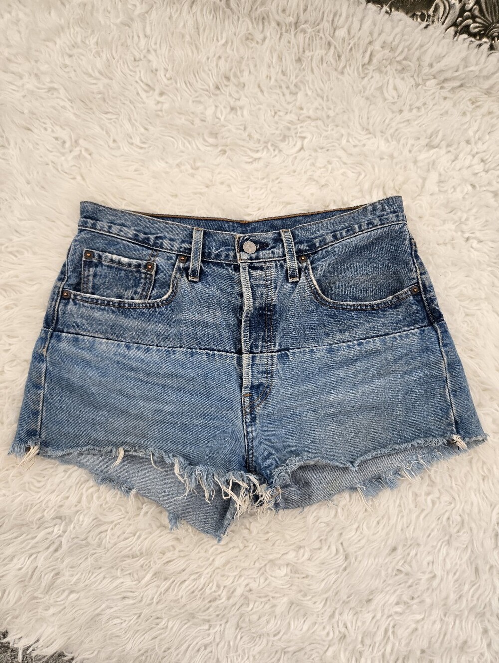 Levi's 501 Original High-Rise "Pieced" Shorts from the 150th Anniversary. Sz 31.